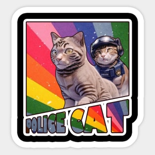 Cat Police Officer Policeman Funny Police Sticker